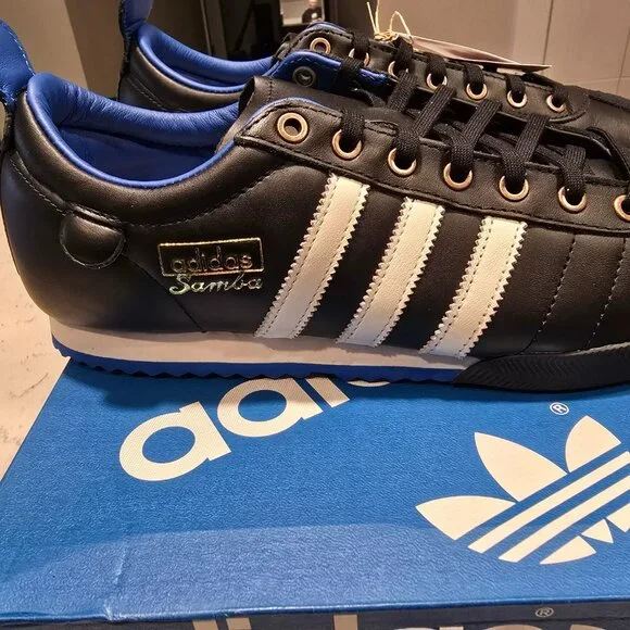 adidas Originals Samba 62 IH8603 Core Black Cloud White Blue Bird Men Shoes 10 - Picture 4 of 13